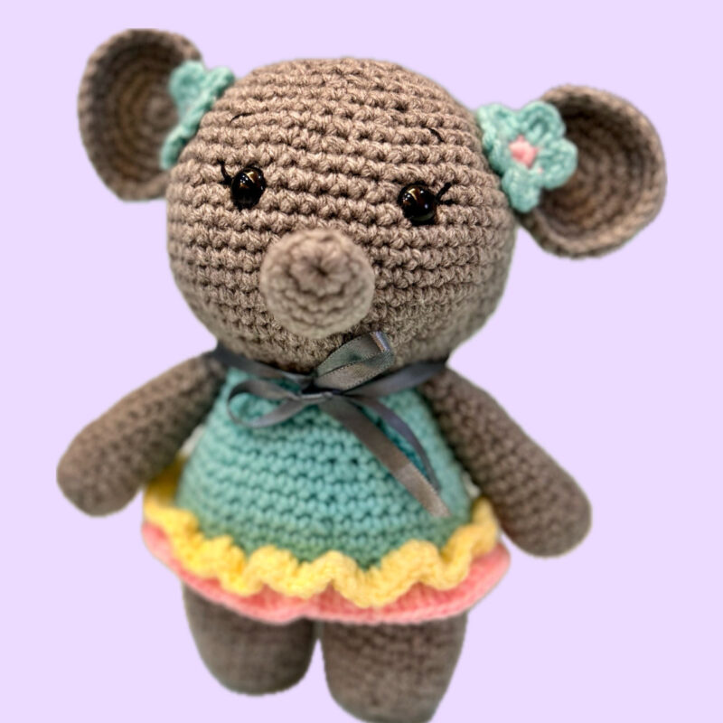 Handmade Crochet Elephant Doll – Dressed in Pastel Charm